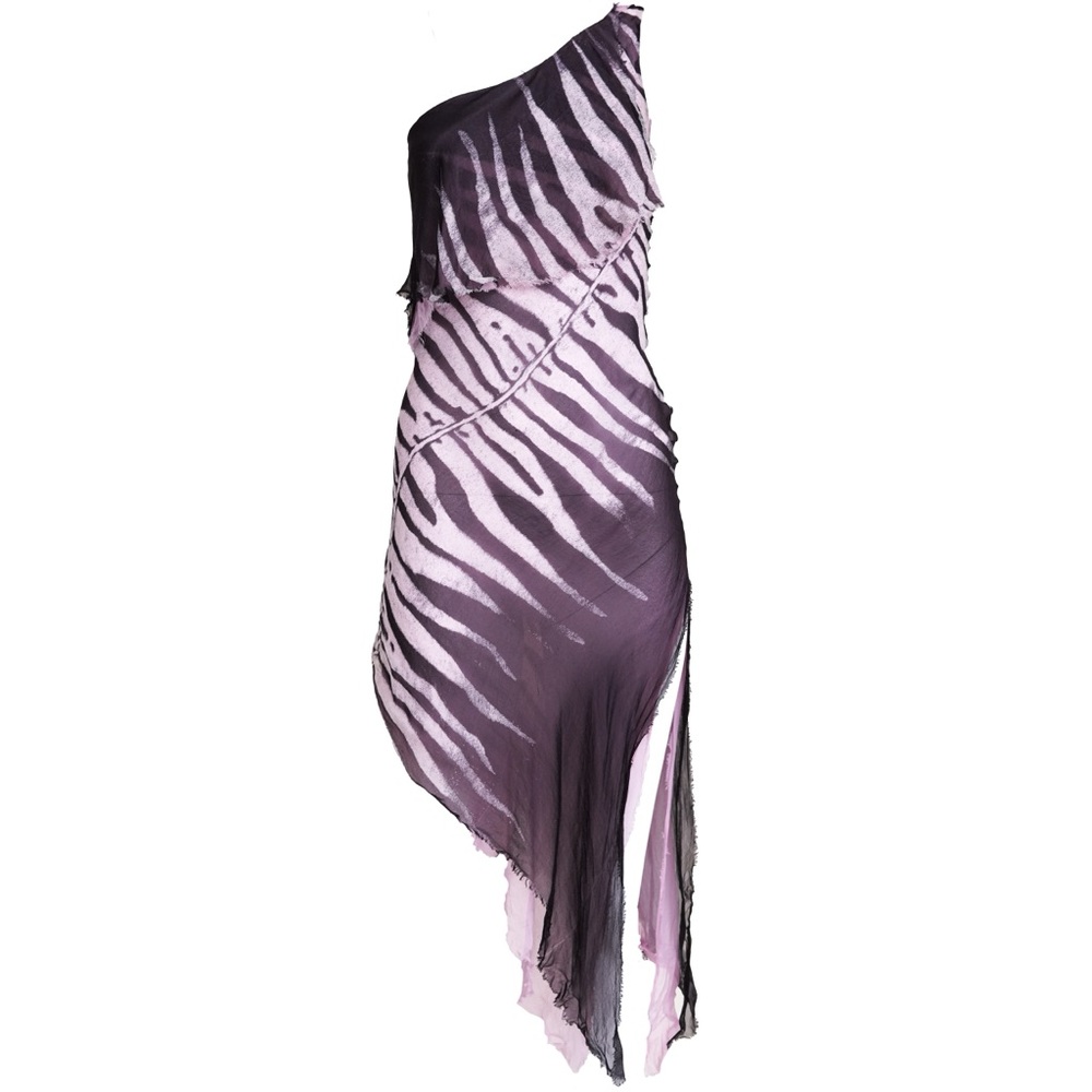 Roberto Cavalli 2000s Asymmetrical Zebra Dress